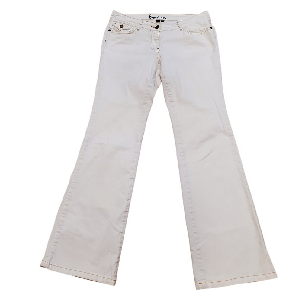 BODEN Women's Bootcut Jeans/Flattering Flare Low-rise in Off-White/Cream